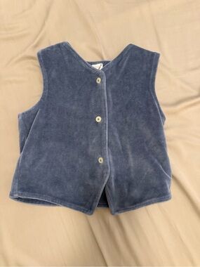 Kate Quinn Dusty Blue Velvet Button Vest